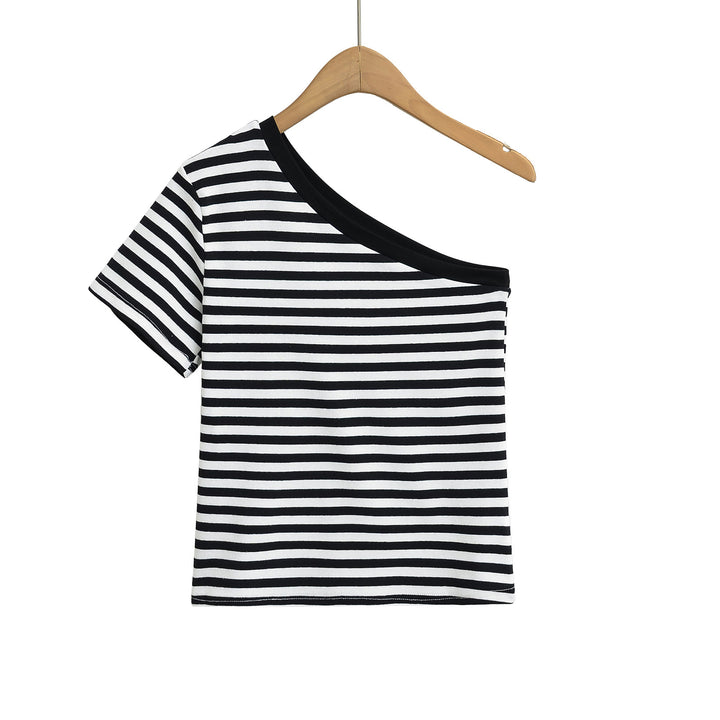 Dame asymmetrisk stribetop Stilla