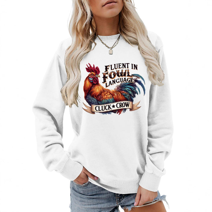 Kvinders sweatshirt med humoristisk kyllingemotiv og behagelig pasform Stilla