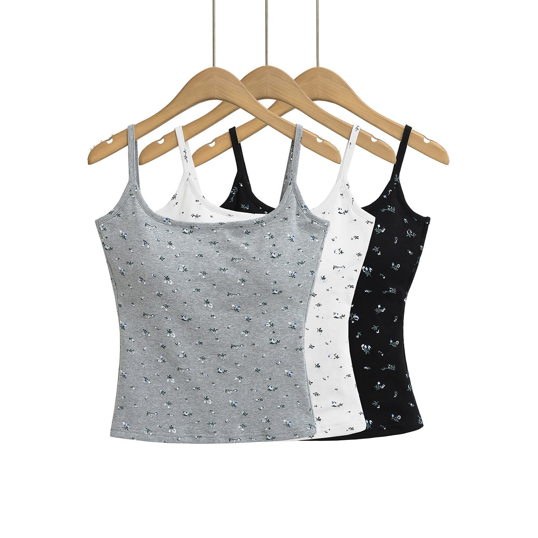 Dame spaghetti-ryg tanktop med blomstret design og komfortabelt strækstof Stilla