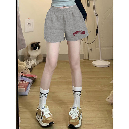 Dame Fritid Høj Talje Sport Shorts med grafiske Detaljer Stilla
