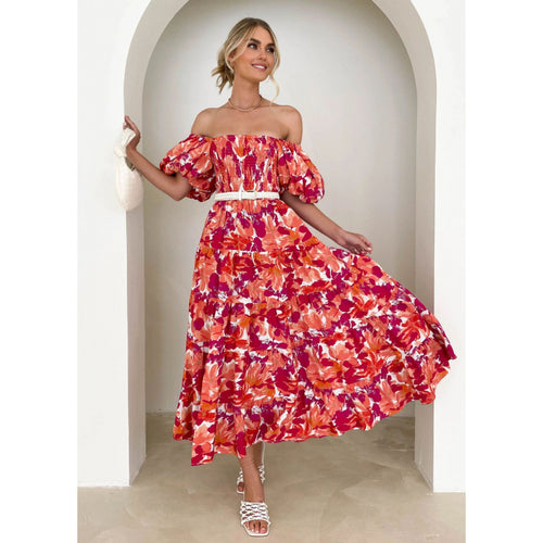 Dame Off-Shoulder Blomster Lag Maxikjole Stilla