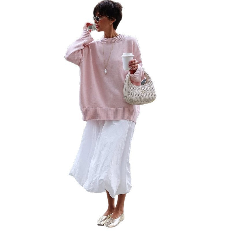 Damer Casual Oversized Pullover med Rundhals og afslappet pasform Stilla