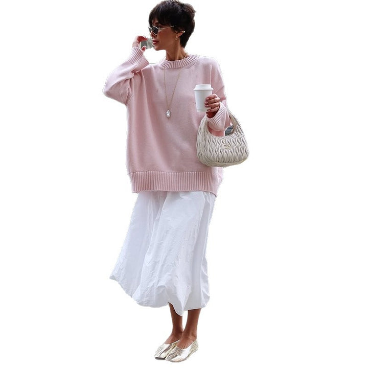 Damer Casual Oversized Pullover med Rundhals og afslappet pasform Stilla