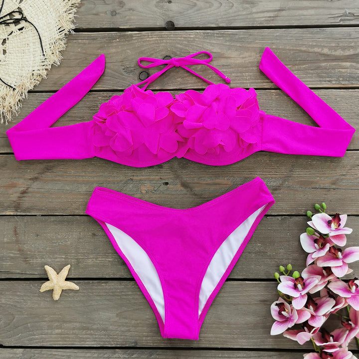 Dame Bikini-sæt med romantiske blomsterapplikationer og elegant snit Stilla
