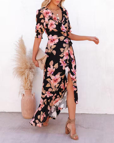 Dame Floral Maxi V wrapkjole Stilla