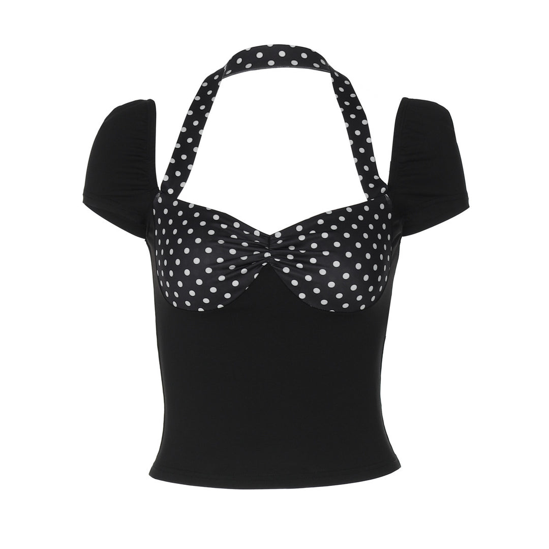 Damer Charmerende Polka-Dots Overdel med innovativt Halterdesign Stilla