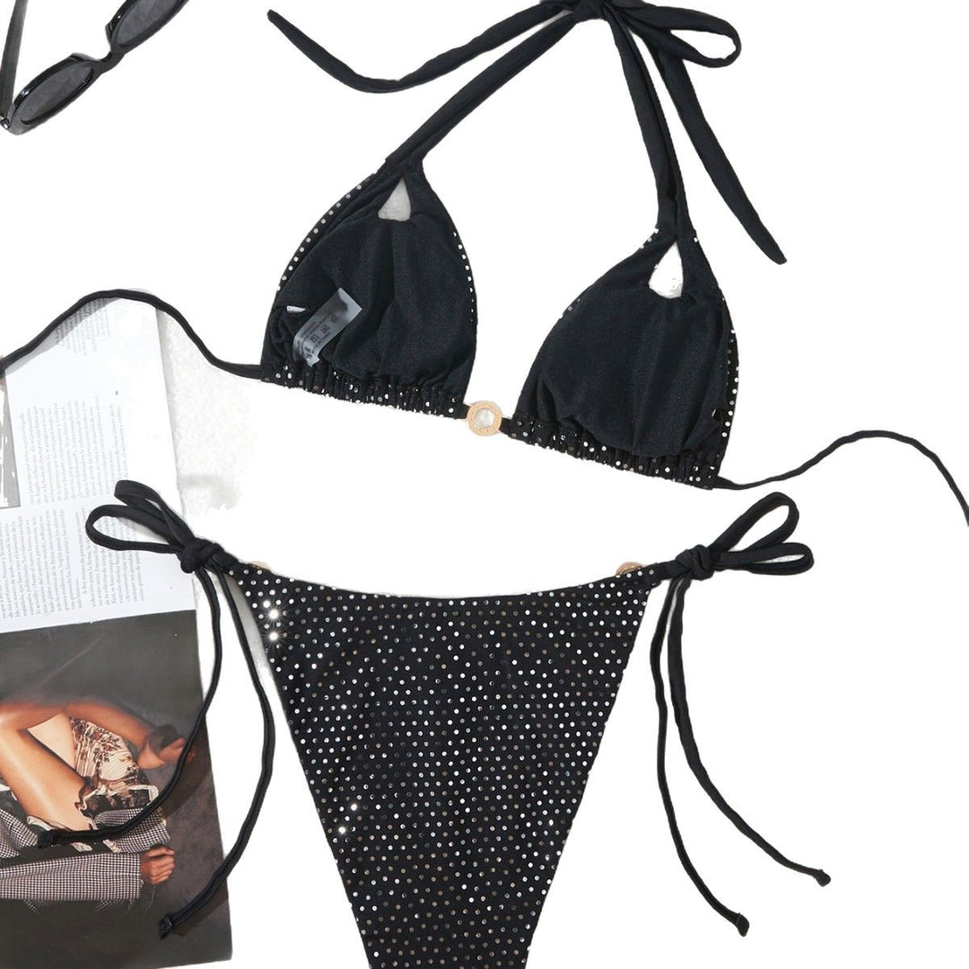 Dame Triangel-Bikini med funklende paliet-design og justerbare stropper Stilla