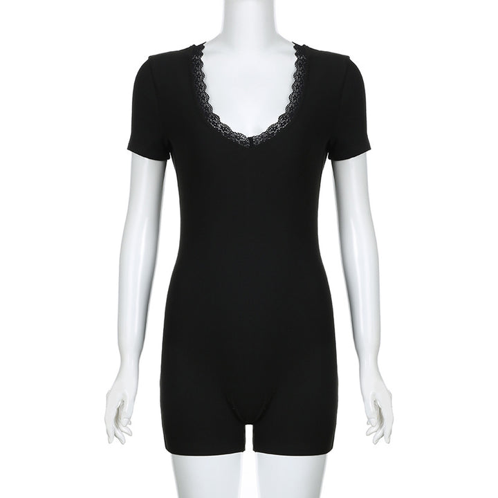 Damen eleganter Body mit Spitzenbesatz Skovae