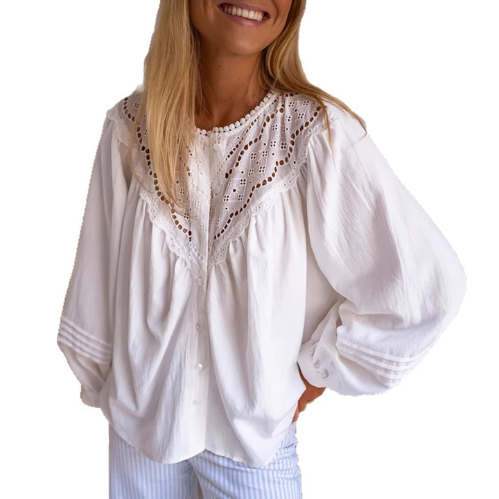 Femme Spids Detalje Puffærmet Bluse Stilla