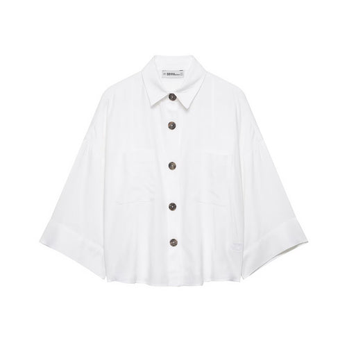 Dame afslappet skjortebluse med oversized snit og praktiske lommer Skovae