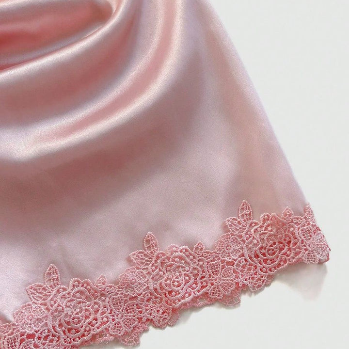 Dame Satin Spitze Trim Natkjole Stilla