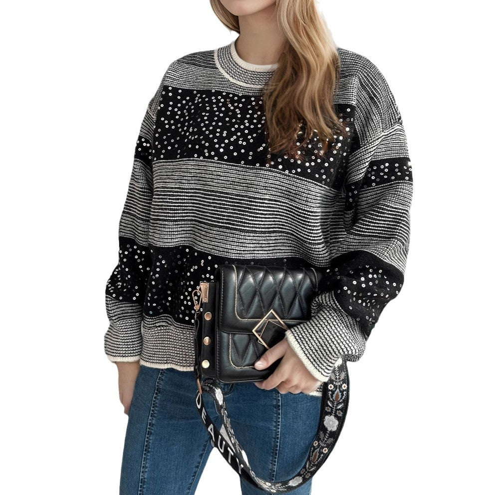 Dame mode sweatshirt med glitrende pailletten applikationer Stilla