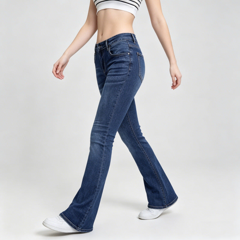 Damer flared jeans i klassisk 70'er årgang look med høj talje Skovae