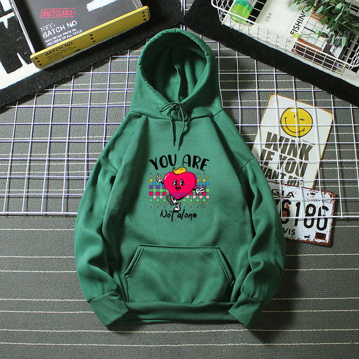 Kvinders hoodie med sjovt hjerte design Skovae