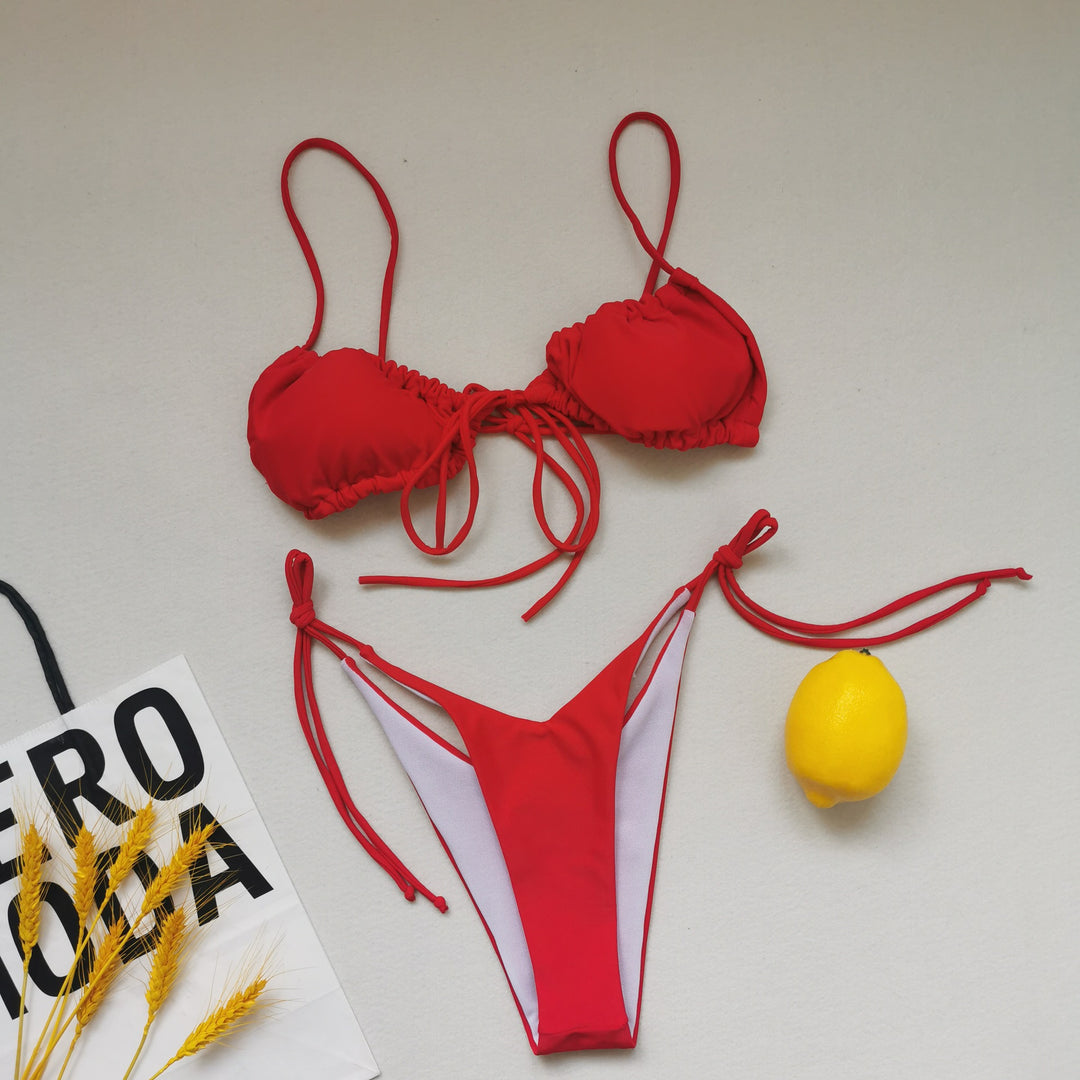 Damer triangel-bikini med justerbare bindebånd Skovae