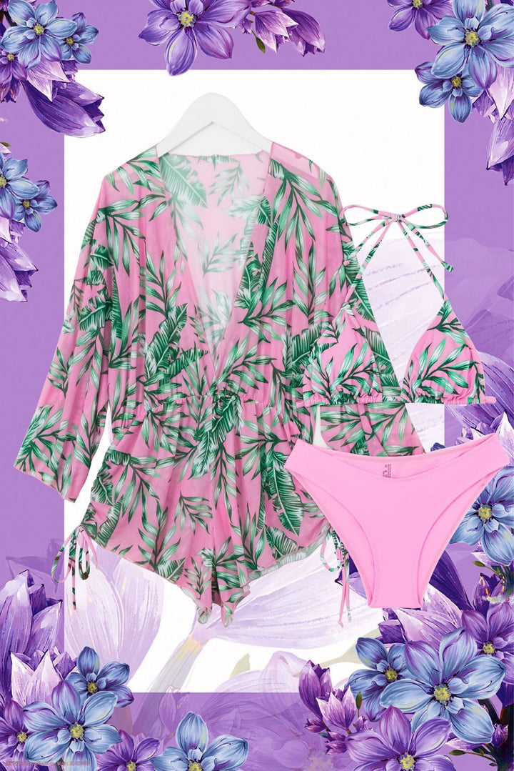 Dame swimsuit with elegant V-neckline and playful palm print Skovae