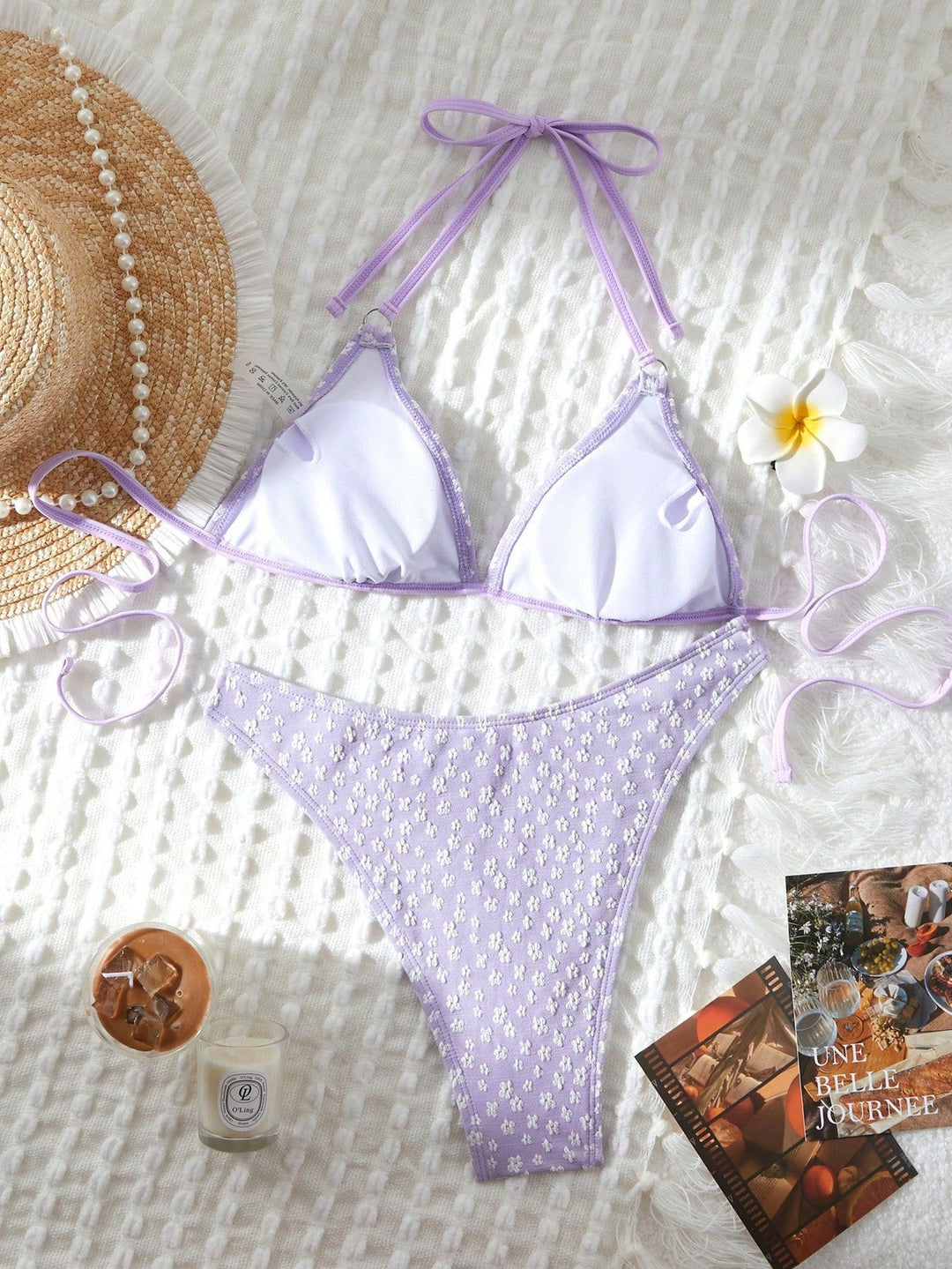Dame Spids-Detail Trekant Bikini Sæt Stilla