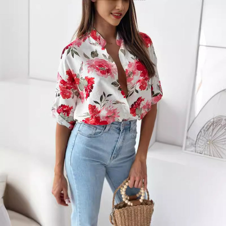 Dame Relaxed Fit Floral Print Bluse Stilla