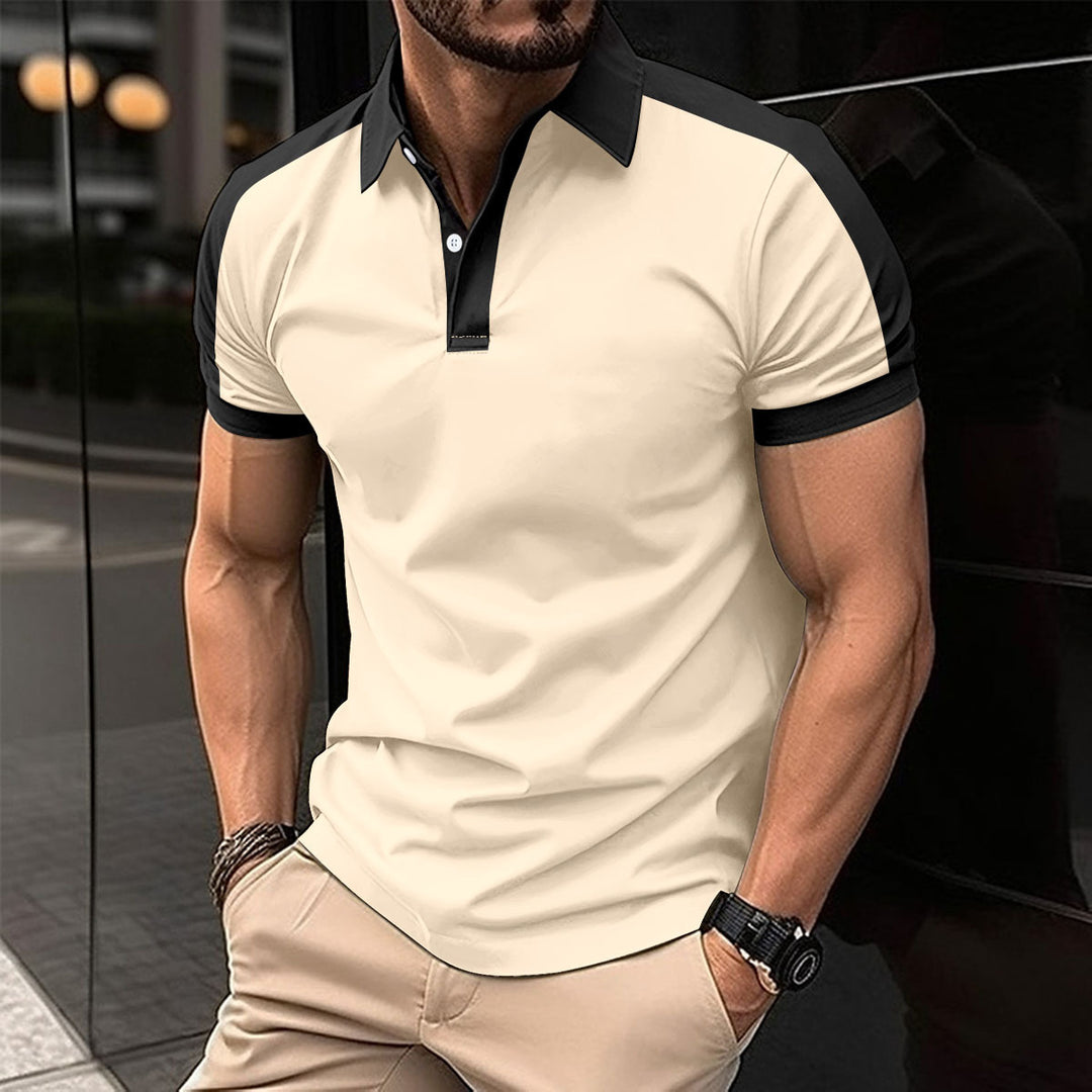 Herrer sporty kortærmet polo med åndbare indsatser og moderne ståkrave Stilla
