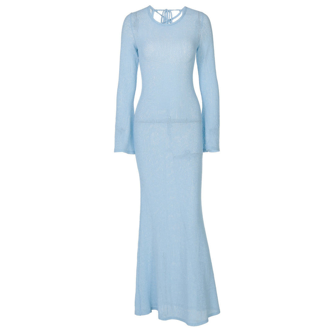 Dame Elegant Maxi-kjole med Raffineret Struktur og Bred Ærme Stilla