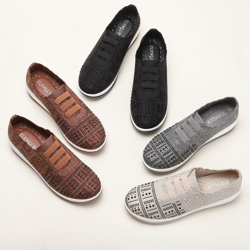 Dame mode sneakers med elegante dekorationssten og behagelig fodseng Stilla