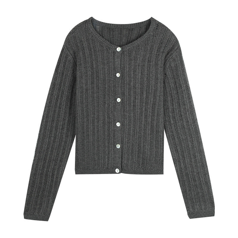 Dame fin strik cardigan med gennemgående knapliste og struktureret design Stilla