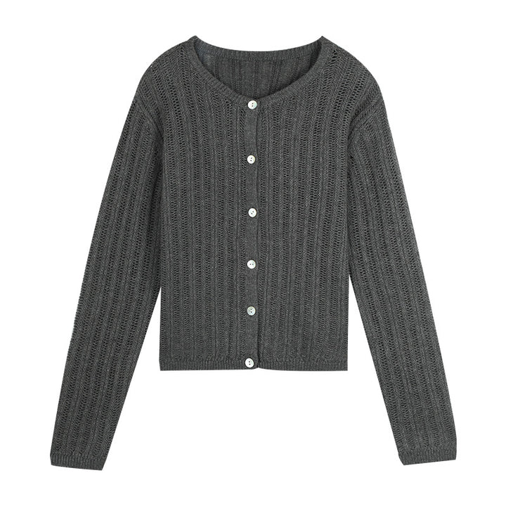 Dame fin strik cardigan med gennemgående knapliste og struktureret design Stilla