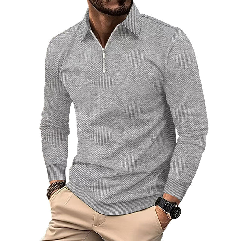 Herre stålkrave pullover med struktureret tekstur Stilla