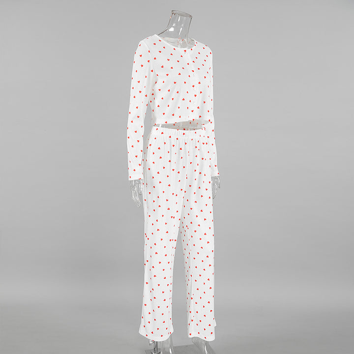 Dame Crop-Pyjama-Sæt med hjerte mønster Stilla