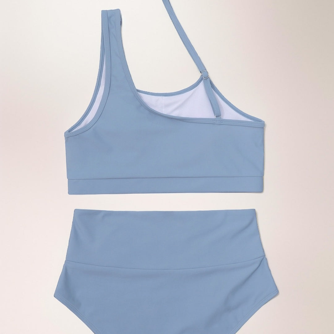 Damer Sporty Bikini med høj Talje og asymmetrisk Top Skovae