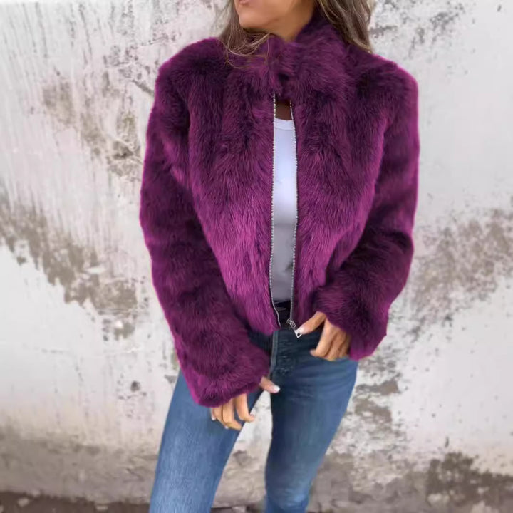 Kvinders Cozy Fleece Jakke med Høj Krave Skovae