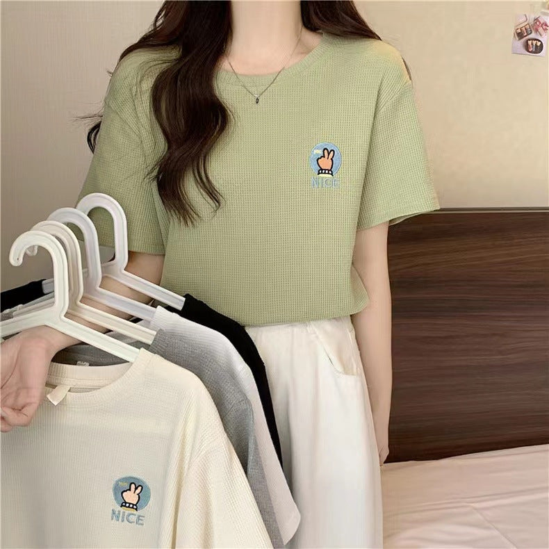 Femme Casual Graphic Korte Ærmer T-Shirt med Legende Design Stilla