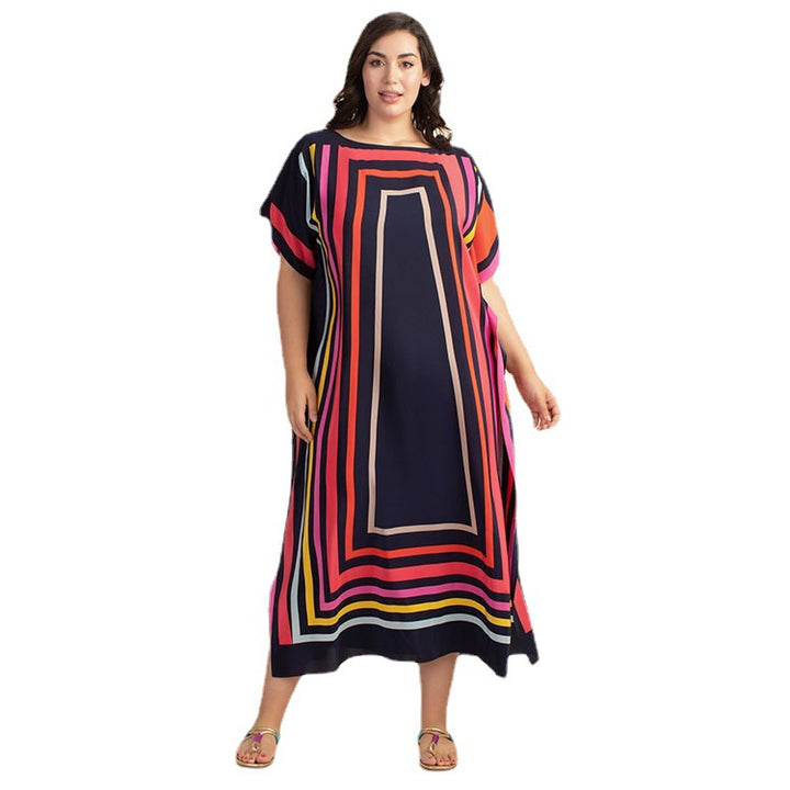 Dame Strandtunika med moderne geometrisk design Stilla