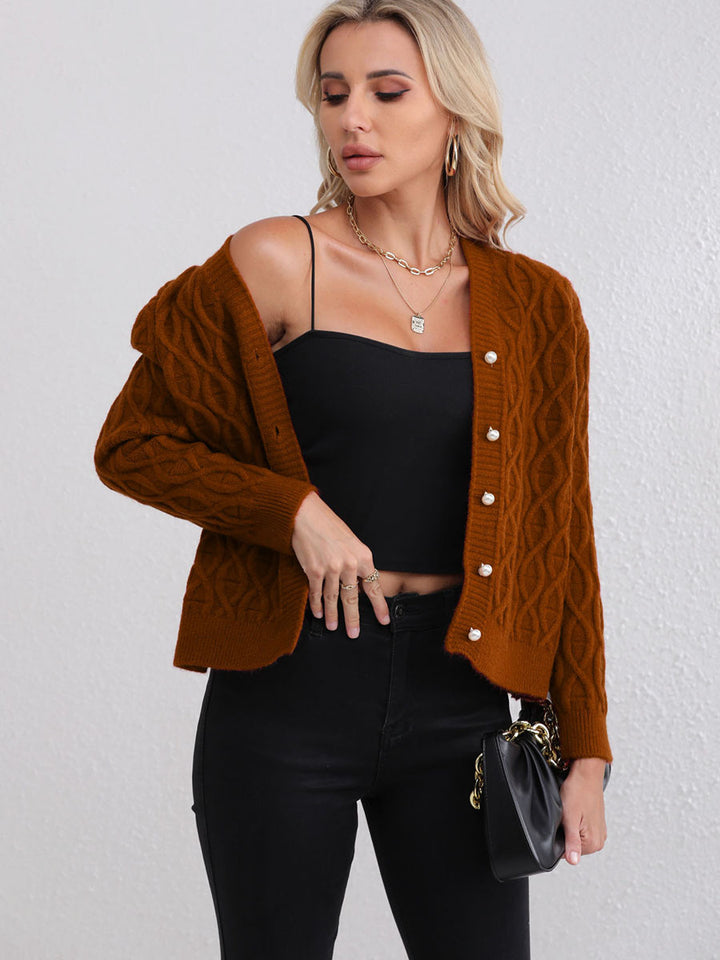 Kvinders cardigan med elegant honningcomb-struktur Stilla