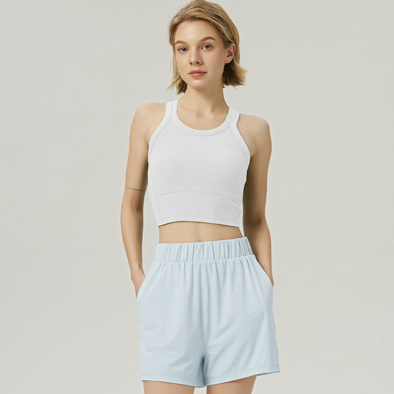 Dame sporty rib crop top med åndbare indlæg Stilla