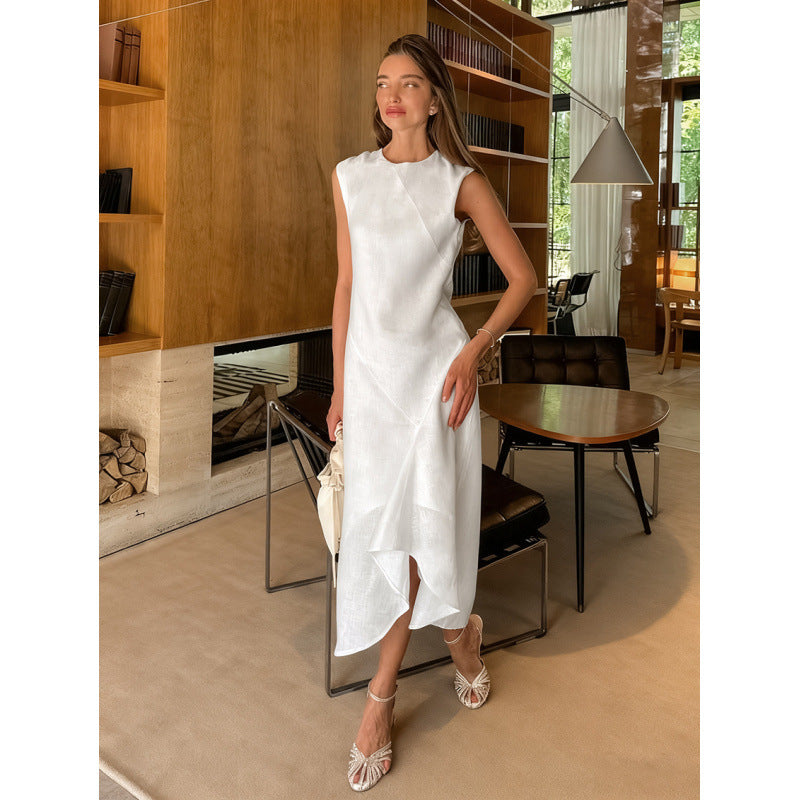 Damen Midi-Kleid mit asymmetrischem Saum und elegantem Schnitt Skovae