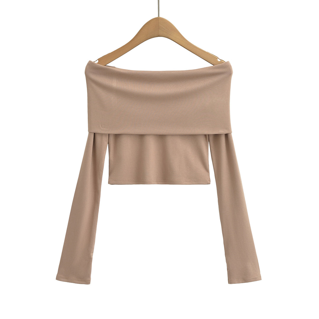 Dame Off-Shoulder Crop-Top med lange ærmer og elegant snit Stilla