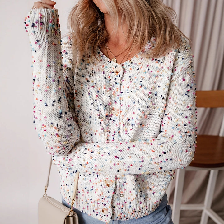 Kvinders cardigan med farverigt mønster Stilla