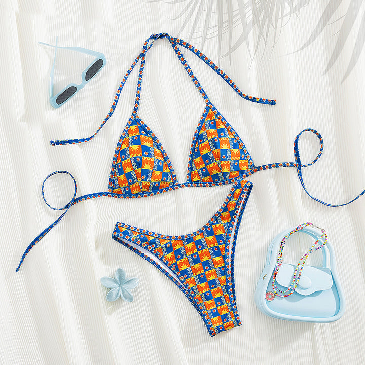 Dame Triangel-Bikini med spændende stribe-design Skovae