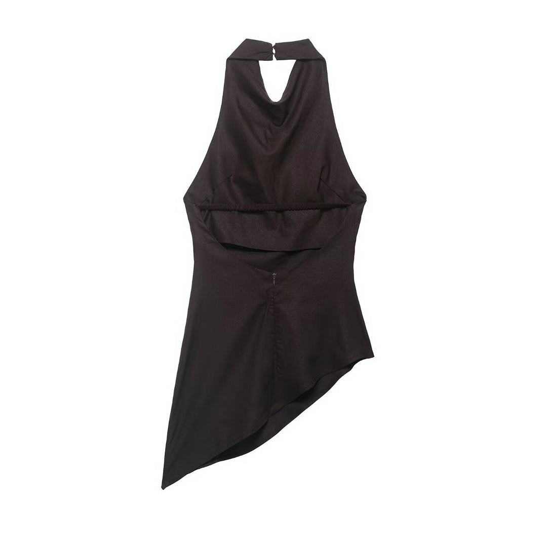Dame asymmetrisk top med elegant drapering Skovae