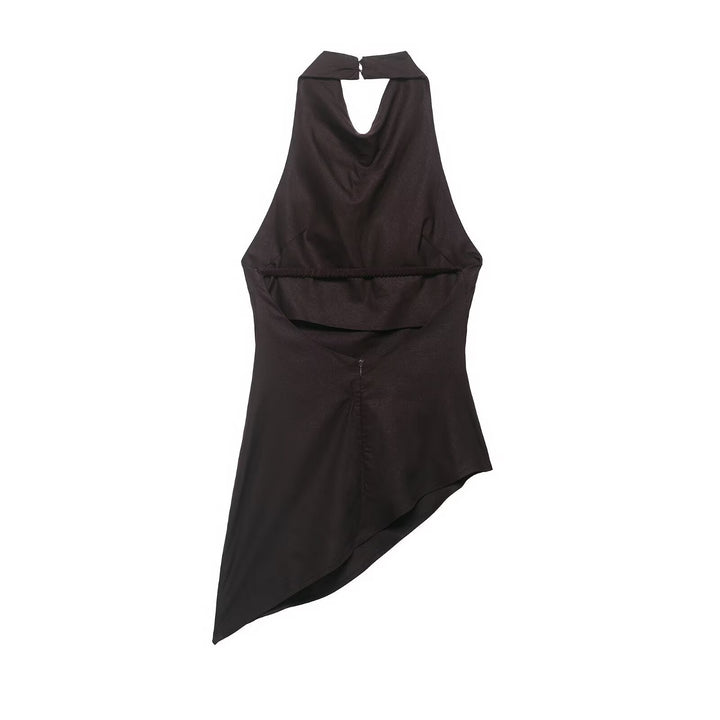 Dame asymmetrisk top med elegant drapering Skovae