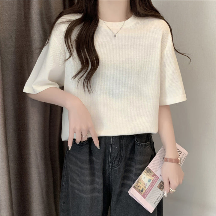 Femme Løs Pasform Teksturiseret Korte Ærme T-Shirt Stilla