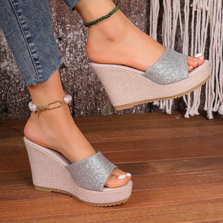 Dame Wedge-sandaler med glimmer og skridsikker sål Stilla