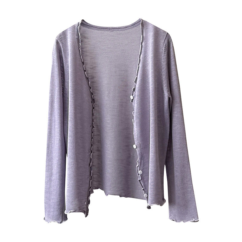 Dame fin strik-cardigan med romantiske ruffle detaljer Stilla