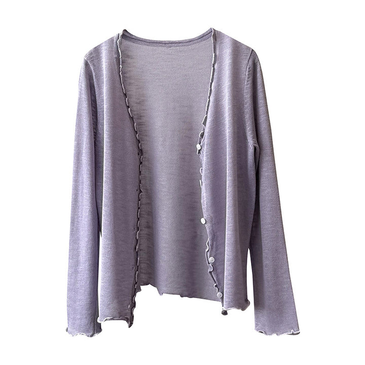 Dame fin strik-cardigan med romantiske ruffle detaljer Stilla