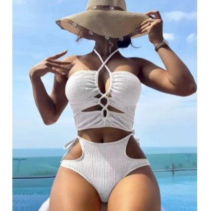 Dame Bikini-Sæt med raffineret Cut-Out og høj taljeskæring Skovae