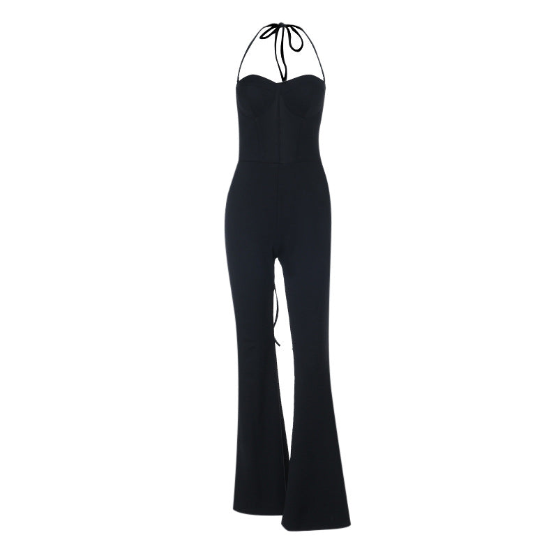Damer figursyet jumpsuit med hjerteudskæring og elegant snit Skovae