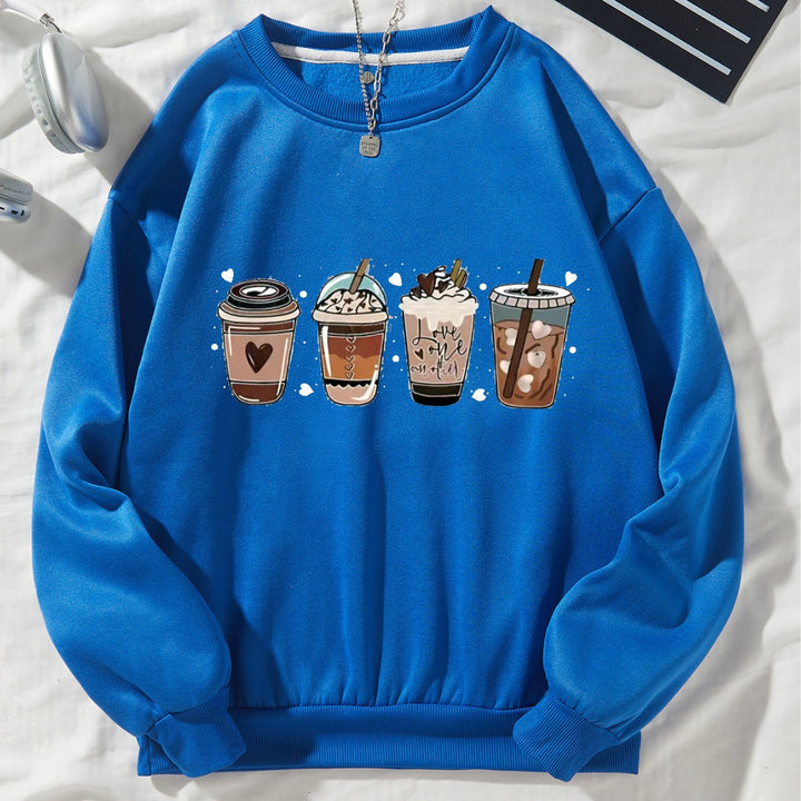 Kvindernes Komfortable Sweatshirt med Kaffemotiv Skovae