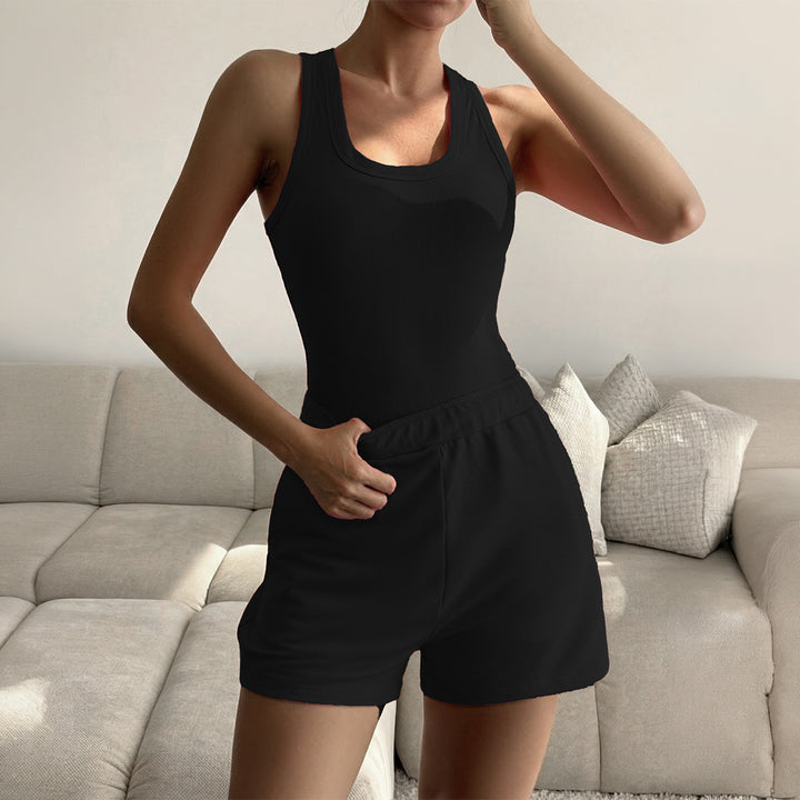 Dame Sporty Crop-Top med Shorts Sæt Skovae