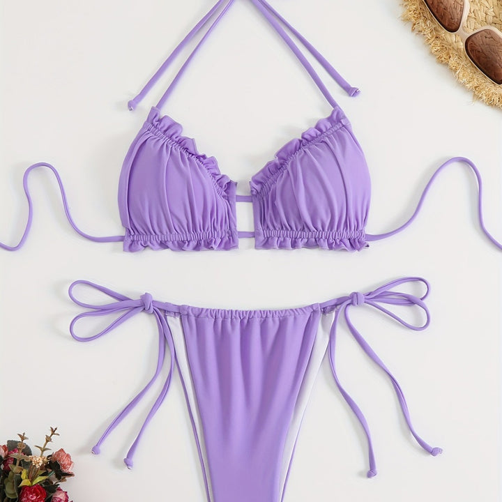Dame Rüschen-bikini med justerbare stropper Skovae